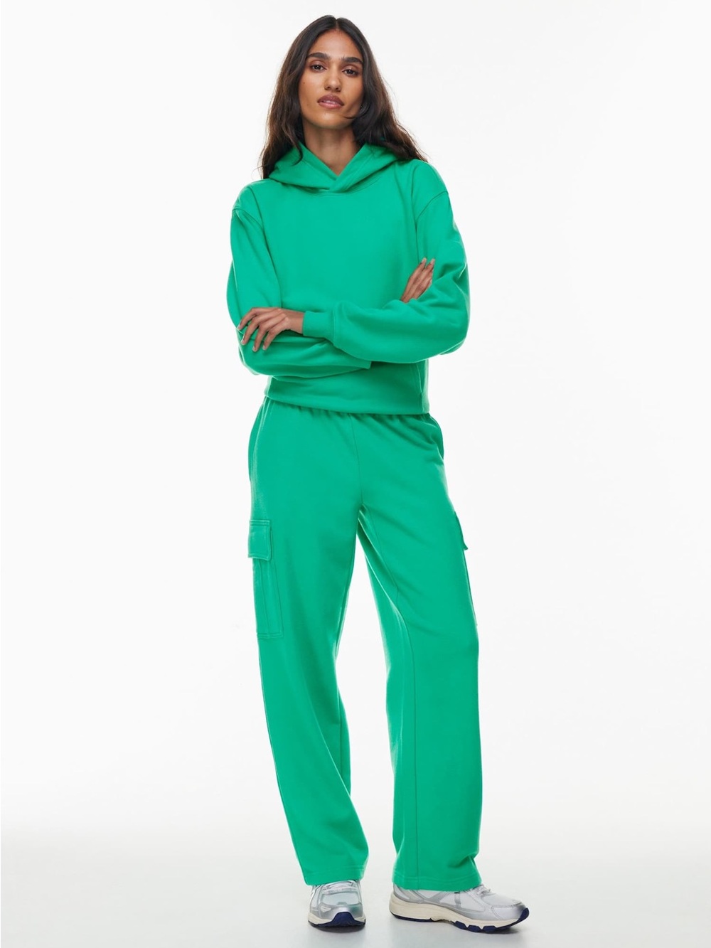 Aritzia Tna Cargo Sweatpants Green Comfy Fleece Size XL